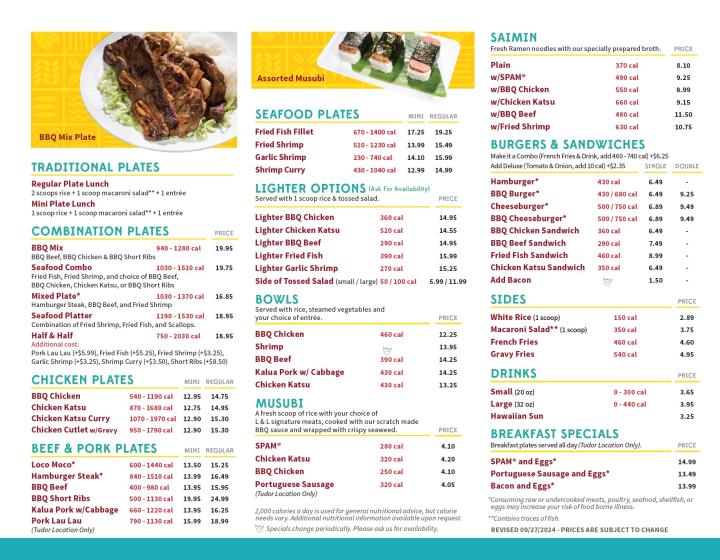 L & L Hawaiian Barbecue - Anchorage, AK menu_pic