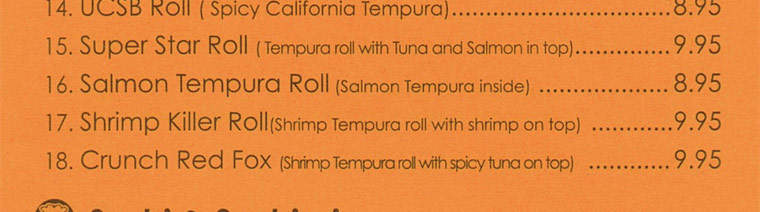 Sushiya Express - Isla Vista, CA menu_pic