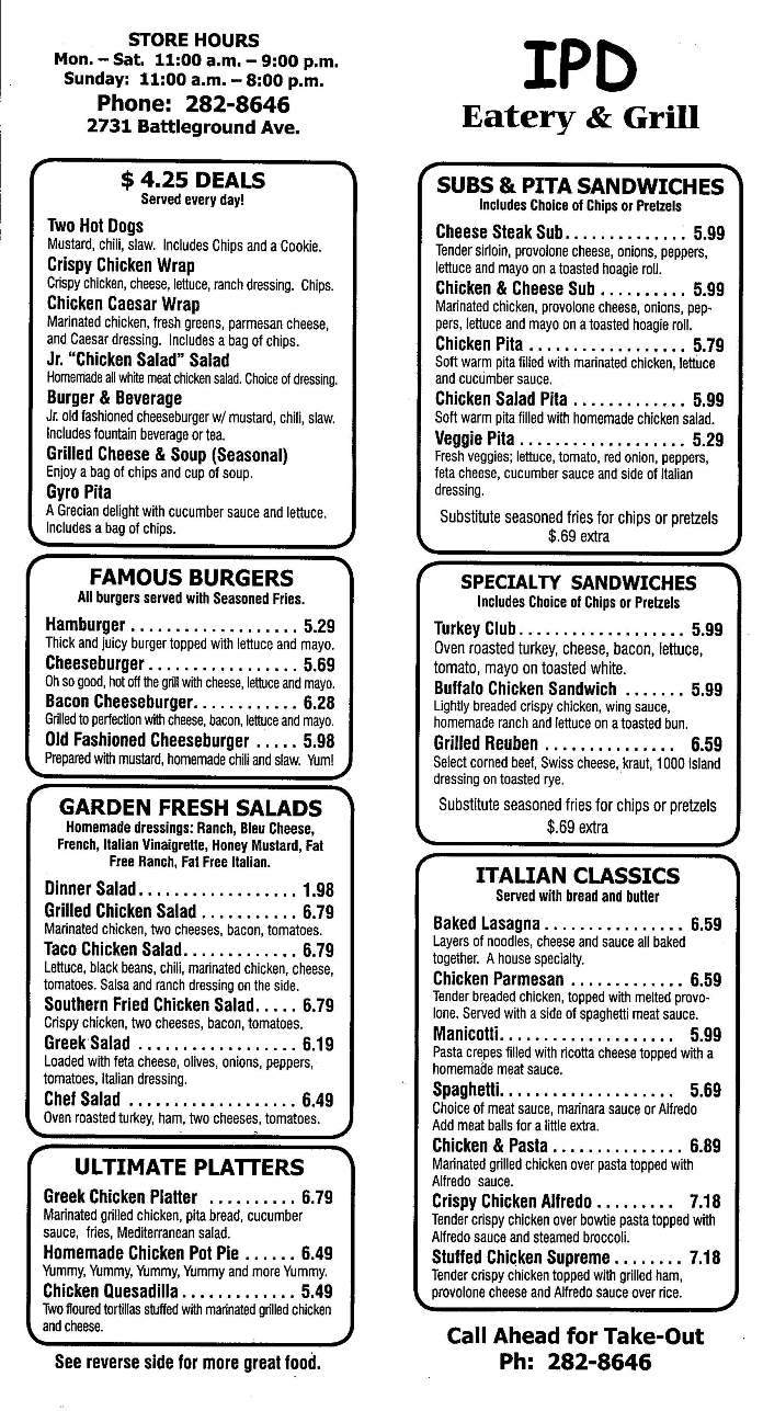 IPD Eatery Express - Greensboro, NC menu_pic