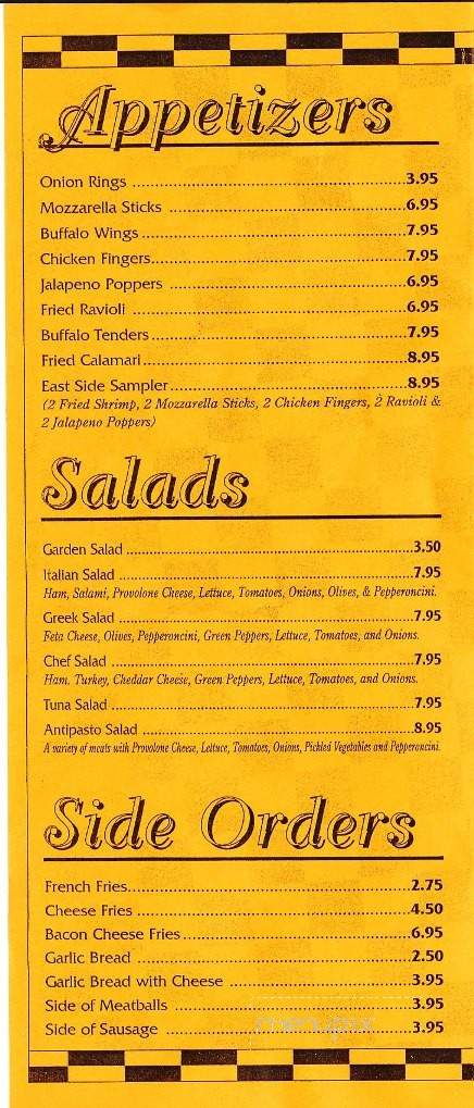 East Side Pizza - Portsmouth, VA menu_pic
