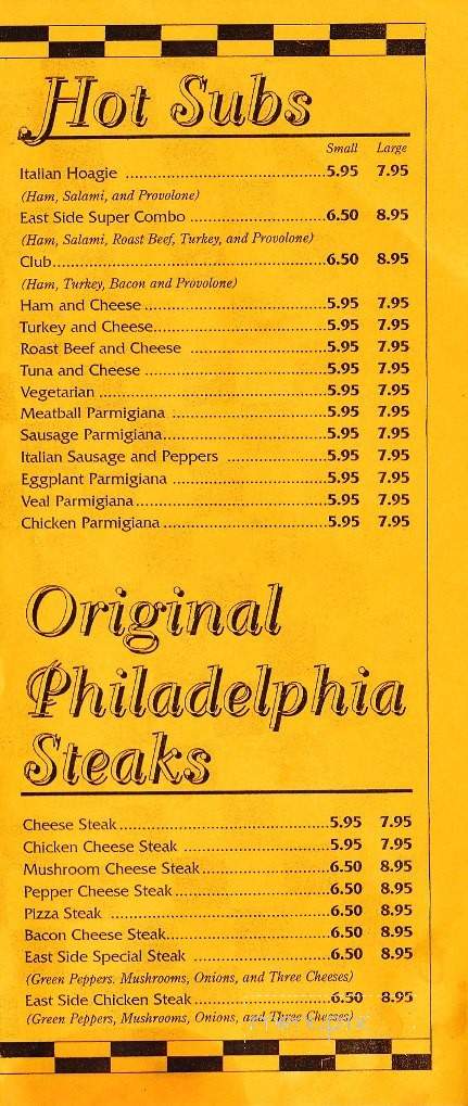 East Side Pizza - Portsmouth, VA menu_pic