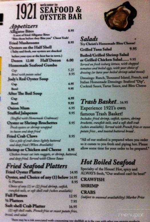 1921 Seafood - Houma, LA menu_pic