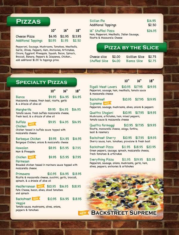 Backstreet Pizza - Oviedo, FL menu_pic