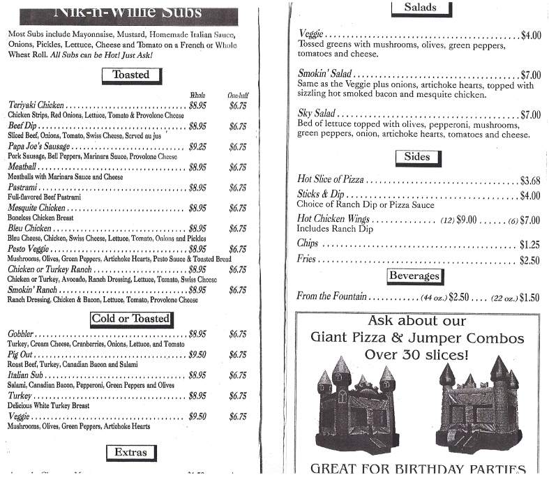 Nik-N-Willies Pizza & Sub - Bishop, CA menu_pic