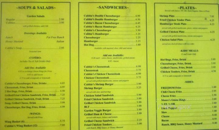 Cubbies - Greenville, NC menu_pic