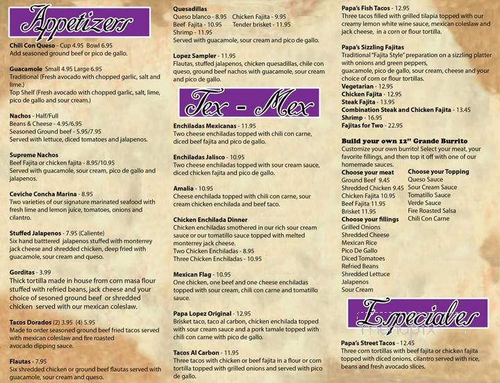 Papa Lopez - Allen, TX menu_pic
