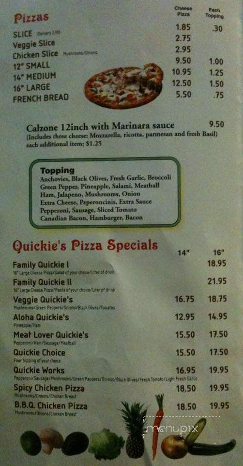 Quickies Pizza & Subs - Studio City, CA menu_pic
