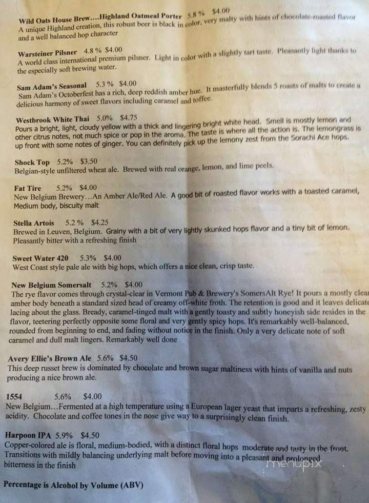 Wild Oats Taproom - Simpsonville, SC menu_pic