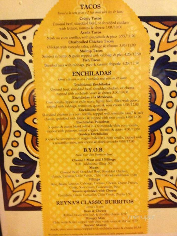 Reyna's Restaurant - Lemoore, CA menu_pic