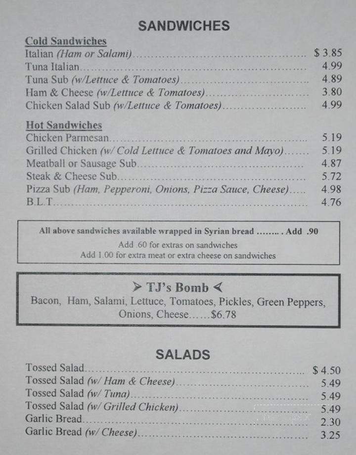 T J's Pizza - Biddeford, ME menu_pic
