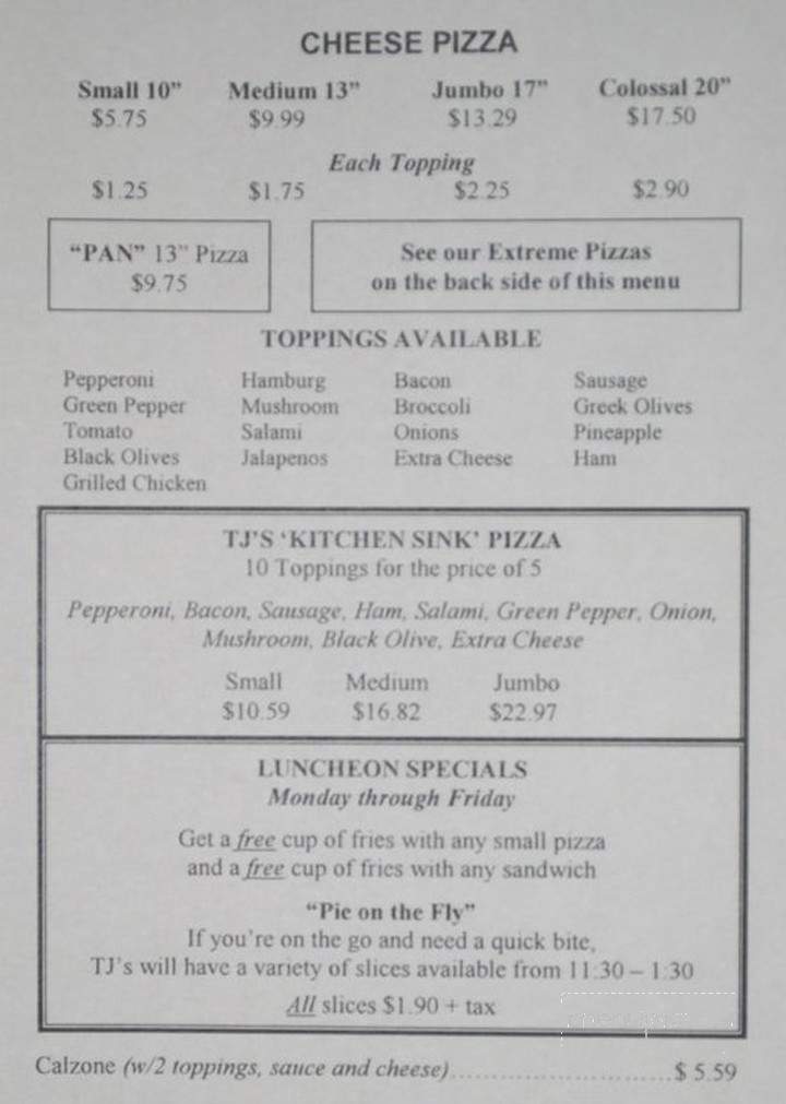 T J's Pizza - Biddeford, ME menu_pic