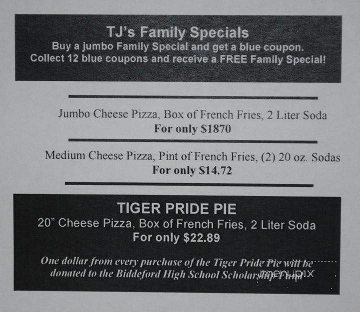 T J's Pizza - Biddeford, ME menu_pic