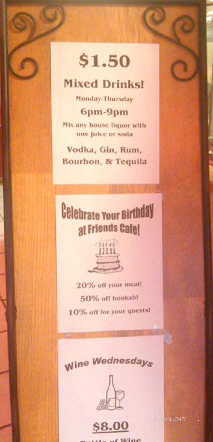 Friends Cafe - Clemson, SC menu_pic