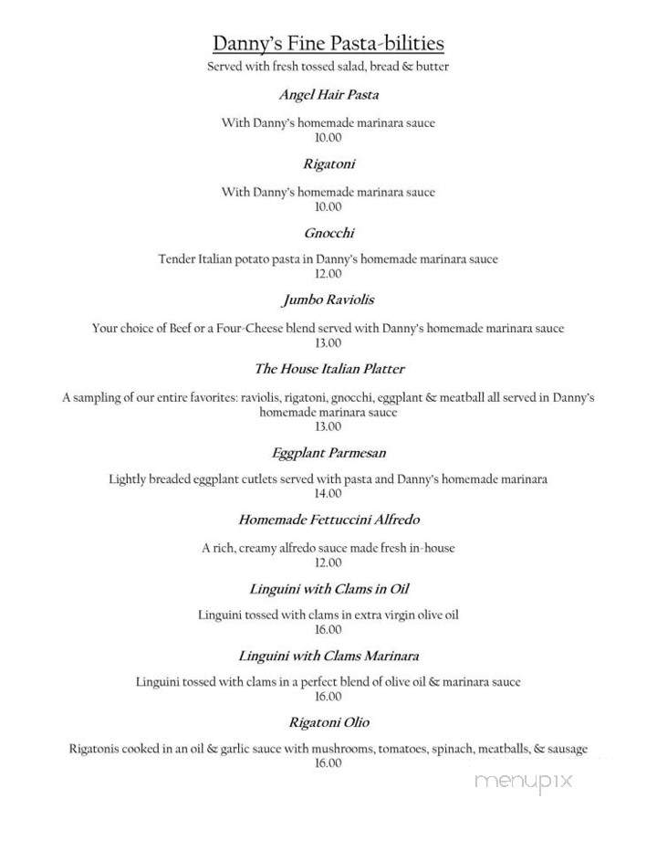 Danny's Restaurant & Lounge - Erie, PA menu_pic