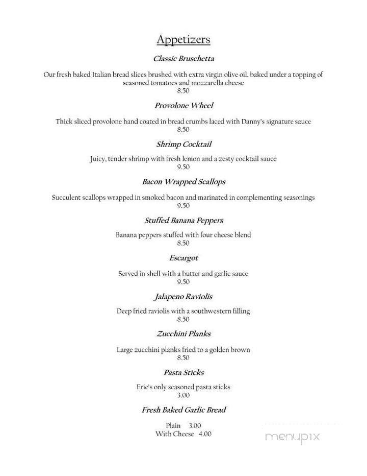 Danny's Restaurant & Lounge - Erie, PA menu_pic