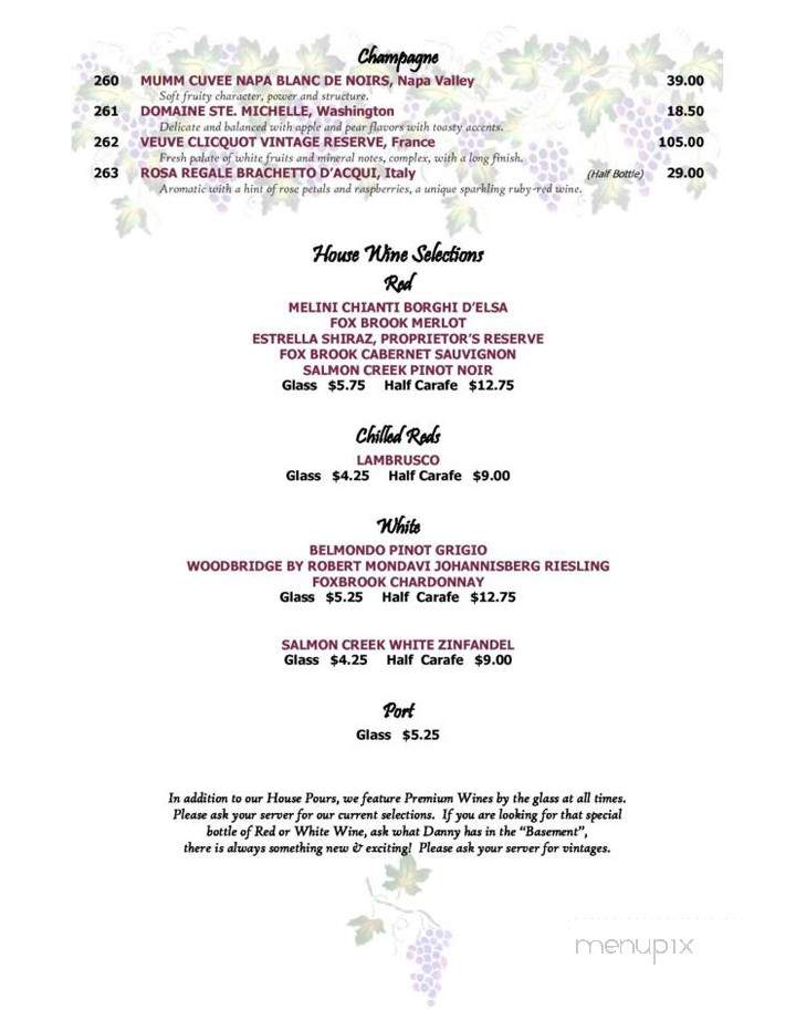 Danny's Restaurant & Lounge - Erie, PA menu_pic