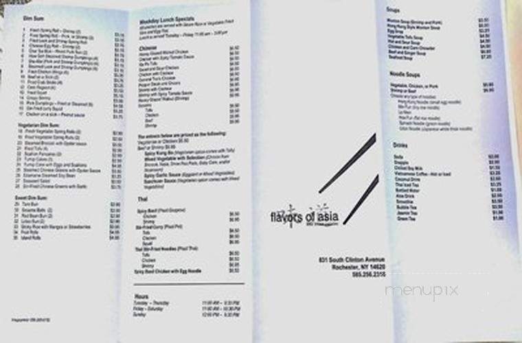 Flavors Of Asia - Rochester, NY menu_pic