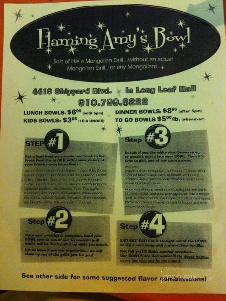 Flaming Amy's BOWL - Wilmington, NC menu_pic
