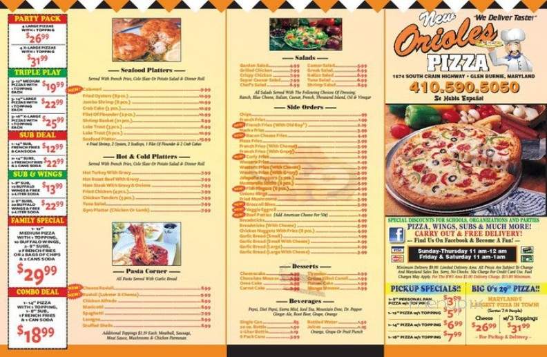 New Orioles Pizza - Glen Burnie, MD menu_pic