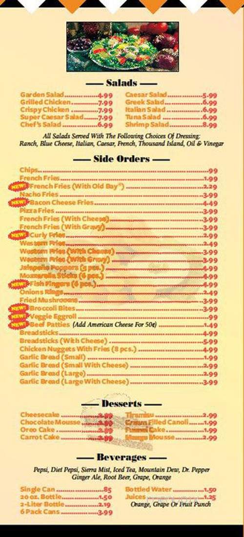 New Orioles Pizza - Glen Burnie, MD menu_pic