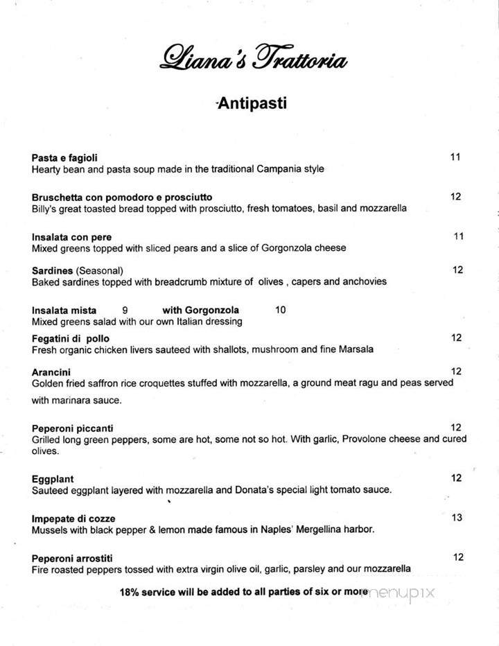 Liana's Trattoria - Fairfield, CT menu_pic