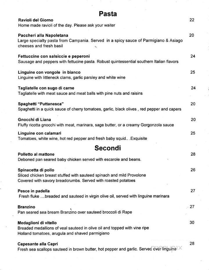 Liana's Trattoria - Fairfield, CT menu_pic
