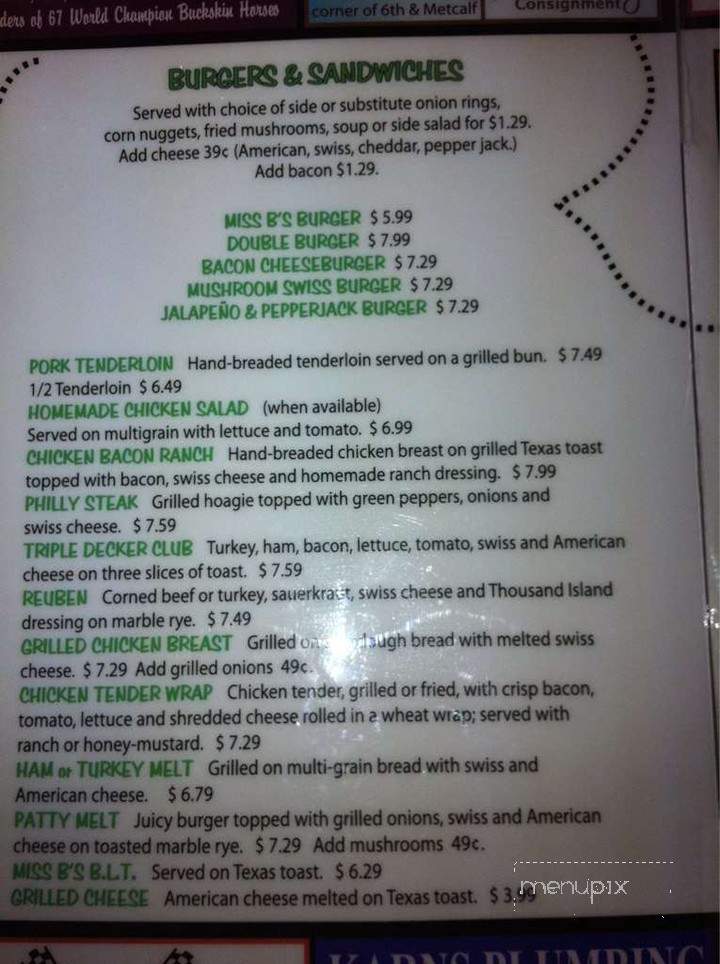 Miss B's Cafe - Louisburg, KS menu_pic