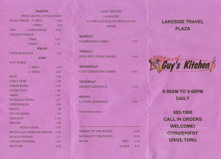 Guy's Kitchen - Iowa Park, TX menu_pic