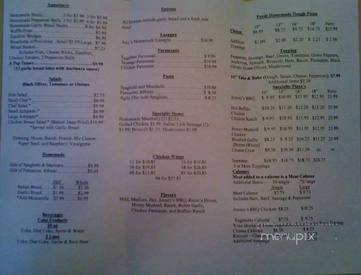 Rizzo's Italian Family Restaurant - North East, PA menu_pic