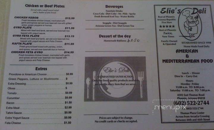 /822774/Elies-Deli-Menu-Phoenix-AZ - Phoenix, AZ