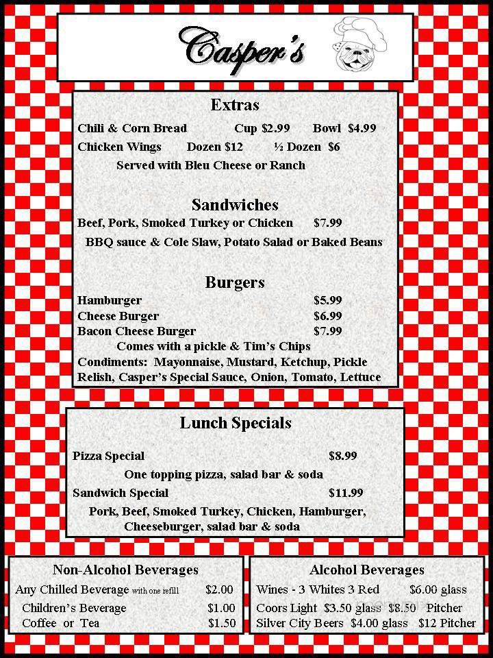Casper's Pizza and Barbecue - Belfair, WA menu_pic