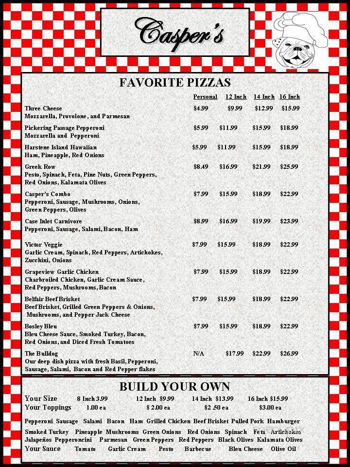 Casper's Pizza and Barbecue - Belfair, WA menu_pic