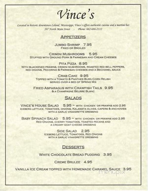 VInce's - Leland, MS menu_pic