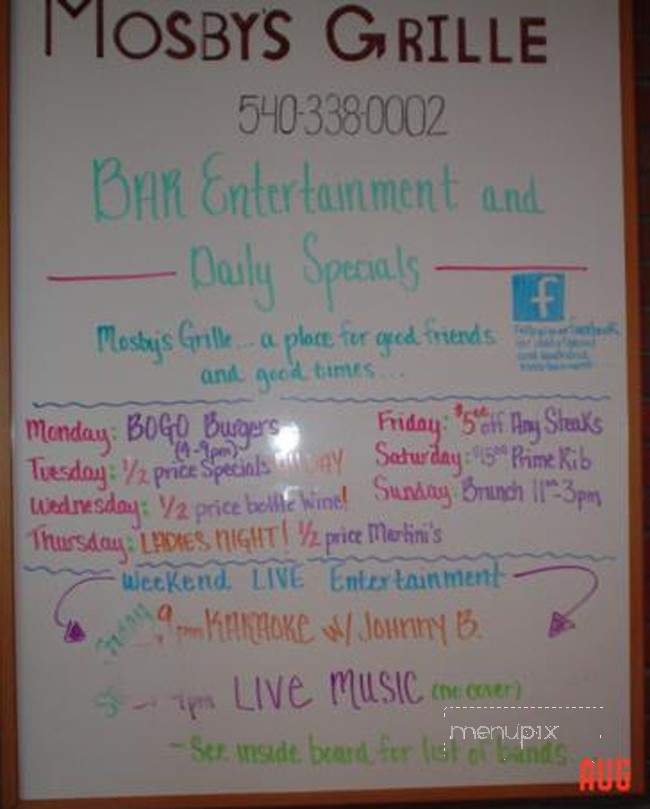 Mosby's Grill - Purcellville, VA menu_pic