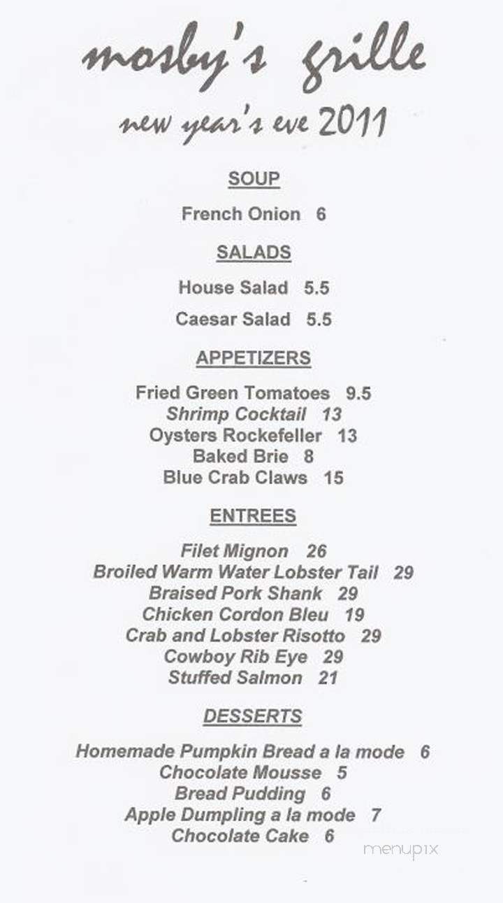 Mosby's Grill - Purcellville, VA menu_pic