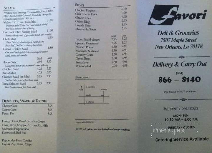 Favori - New Orleans, LA menu_pic