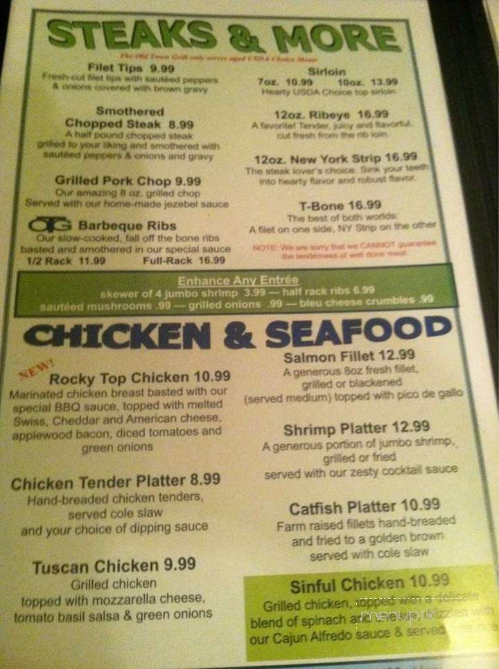 Old Town Grill - Tazewell, TN menu_pic