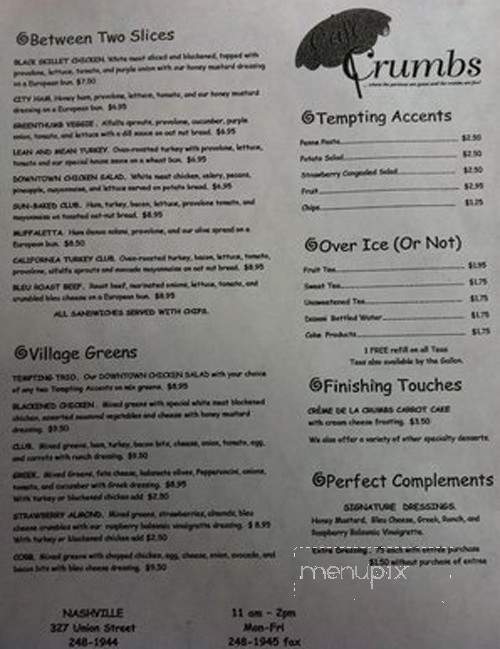 La Crumbs Cafe - Nashville, TN menu_pic