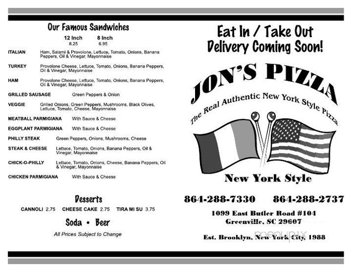 /380146777/Jons-Pizza-Authentic-NY-Style-Greenville-SC - Greenville, SC