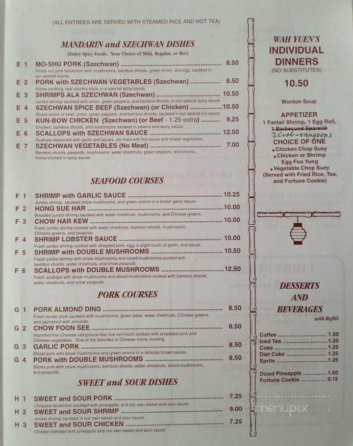 Wah Yuen Restaurant - Sunbury, OH menu_pic