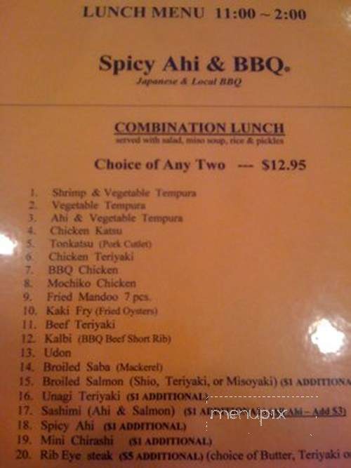 Spicy Ahi & BBQ - Pearl City, HI menu_pic