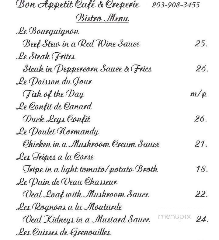 Bon Appetit Cafe Creperie - Fairfield, CT menu_pic