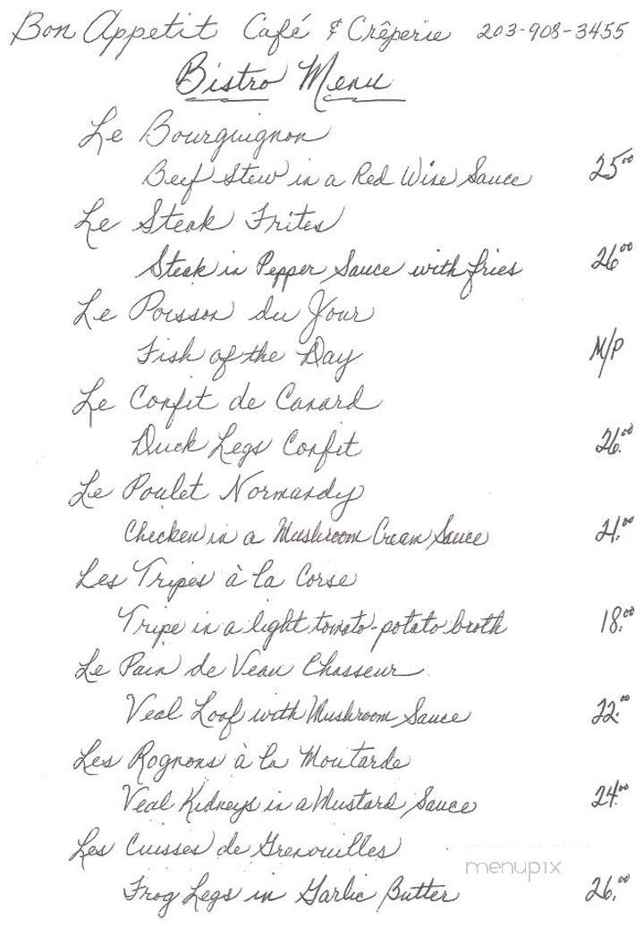 Bon Appetit Cafe Creperie - Fairfield, CT menu_pic