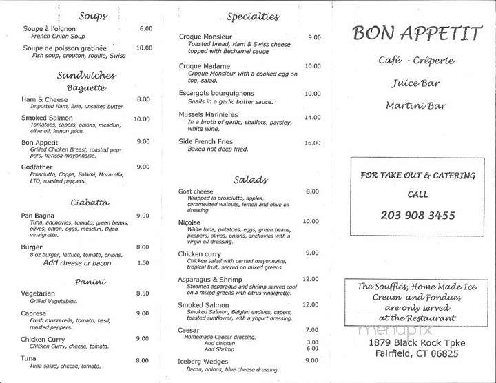Bon Appetit Cafe Creperie - Fairfield, CT menu_pic