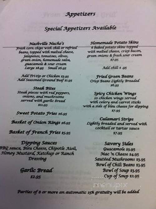 Nashville's Bar And Grill - Hanford, CA menu_pic