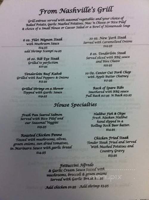 Nashville's Bar And Grill - Hanford, CA menu_pic
