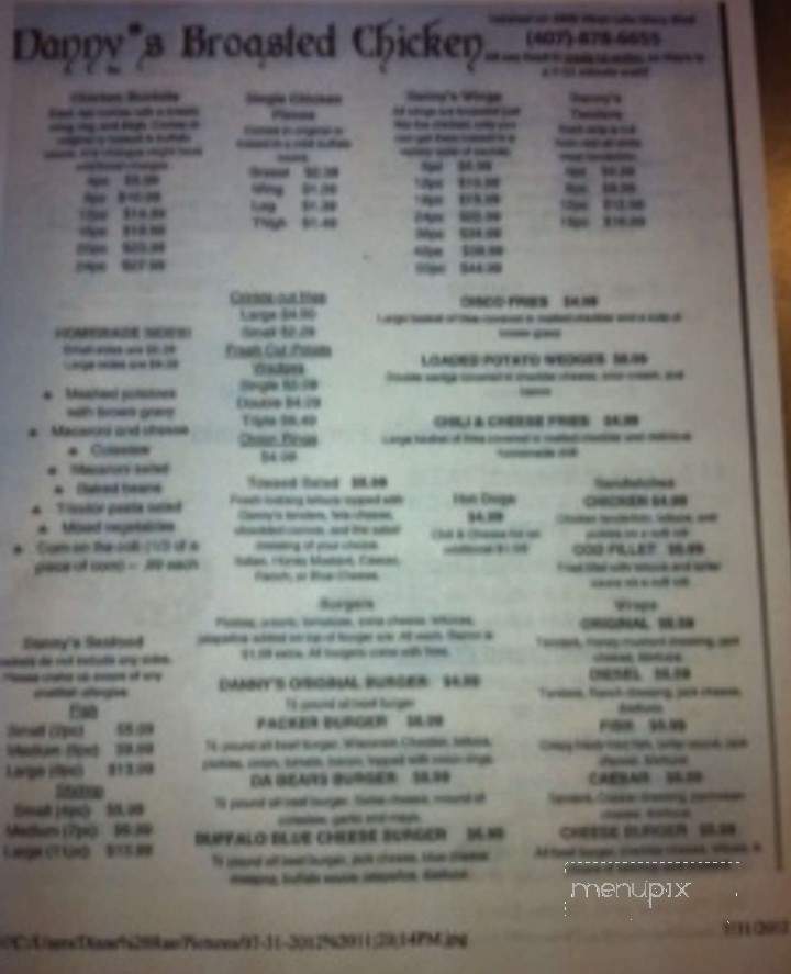 Danny's Broasted Chicken - Lake Mary, FL menu_pic