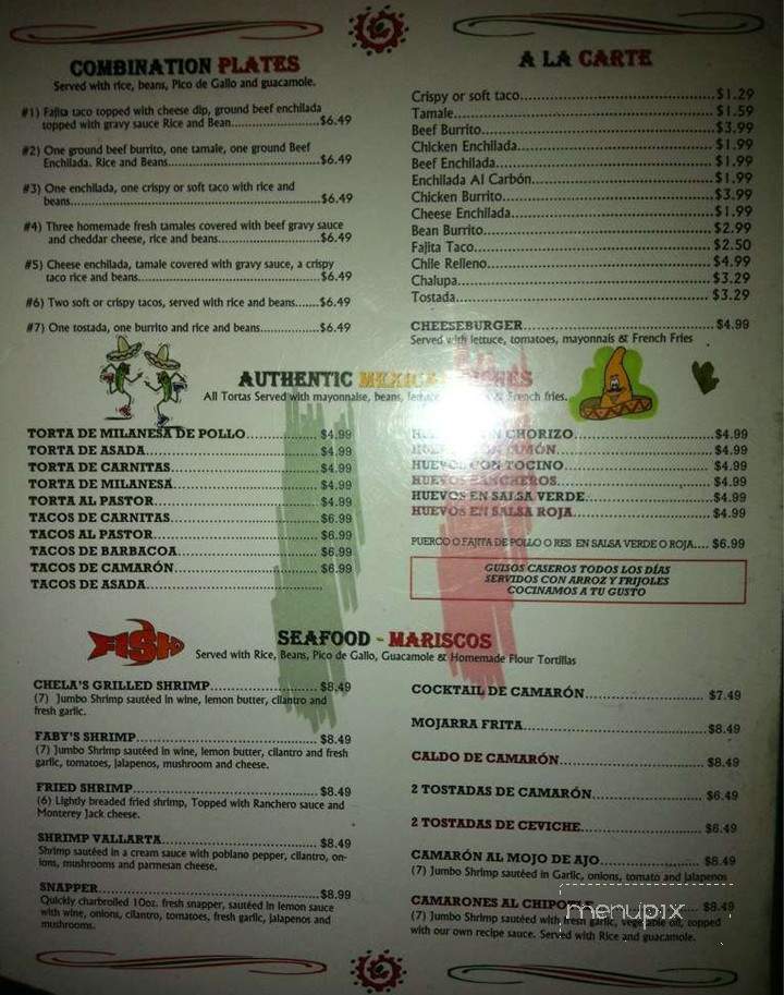 Faby's Restaurant - Conway, AR menu_pic