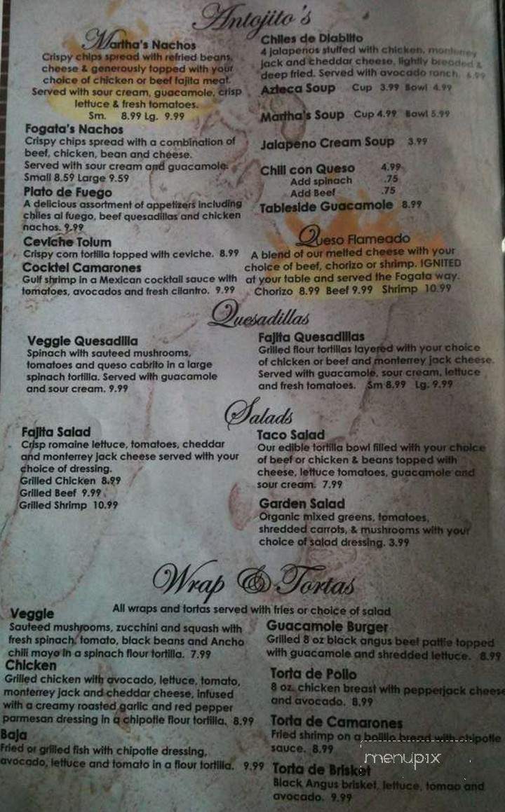 Fogata's Cocina Mexicana - Haltom City, TX menu_pic