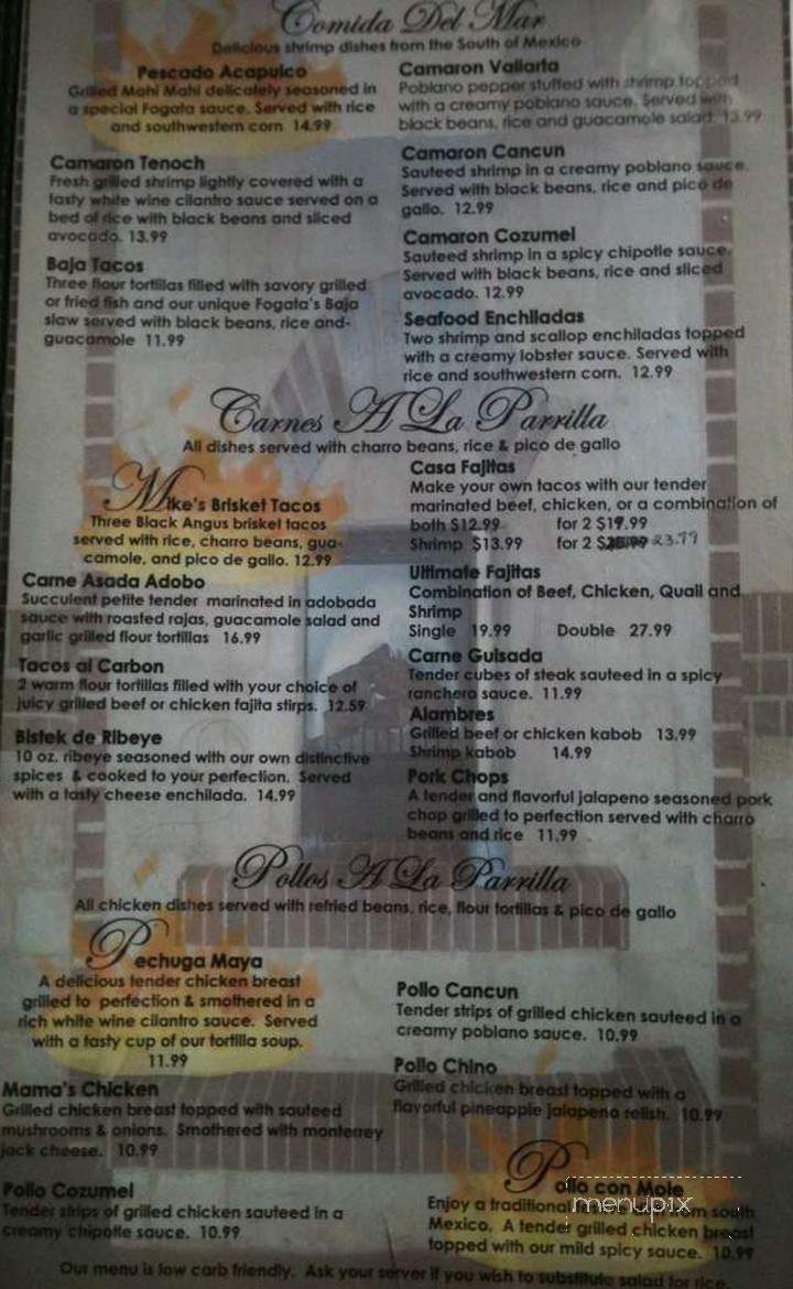 Fogata's Cocina Mexicana - Haltom City, TX menu_pic